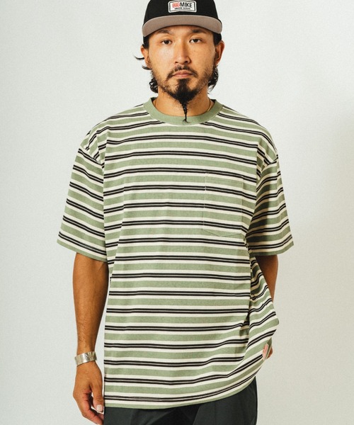 BIG MIKE(ビッグマイク)の「BIG MIKE ビックマイク / レトロボーダー サングラスポケット 半袖Tシャツ // 102528590(Tシャツ/カットソー・メンズ・グリーン系その他/ベージュ系その他/グレー系その他・MEDIUM/X-LARGE/LARGE)」の3枚目の写真