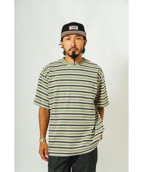 BIG MIKE(ビッグマイク)の「BIG MIKE ビックマイク / レトロボーダー サングラスポケット 半袖Tシャツ // 102528590(Tシャツ/カットソー・メンズ・グリーン系その他/ベージュ系その他/グレー系その他・MEDIUM/X-LARGE/LARGE)」の5枚目の写真
