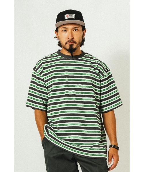 BIG MIKE(ビッグマイク)の「BIG MIKE ビックマイク / レトロボーダー サングラスポケット 半袖Tシャツ // 102528590(Tシャツ/カットソー・メンズ・グリーン系その他/ベージュ系その他/グレー系その他・MEDIUM/X-LARGE/LARGE)」の6枚目の写真