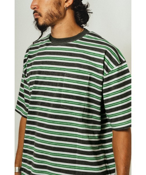BIG MIKE(ビッグマイク)の「BIG MIKE ビックマイク / レトロボーダー サングラスポケット 半袖Tシャツ // 102528590(Tシャツ/カットソー・メンズ・グリーン系その他/ベージュ系その他/グレー系その他・MEDIUM/X-LARGE/LARGE)」の10枚目の写真