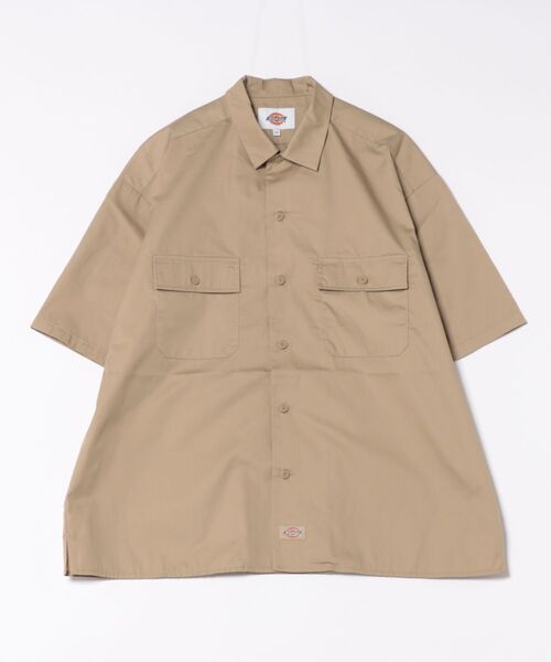 Dickies（ディッキーズ）の「Dickies/ディッキーズ オーバーサイズ TCツイル ワンポイントロゴ刺繍 ワークシャツ レディース メンズ（シャツ/ブラウス・メンズ・ブラック/ブルーグリーン/ベージュ/チャコール・LL/L/M）」の8枚目の写真