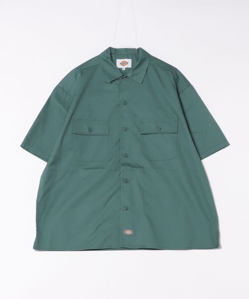 Dickies（ディッキーズ）の「Dickies/ディッキーズ オーバーサイズ TCツイル ワンポイントロゴ刺繍 ワークシャツ レディース メンズ（シャツ/ブラウス・メンズ・ブラック/ブルーグリーン/ベージュ/チャコール・LL/L/M）」の9枚目の写真