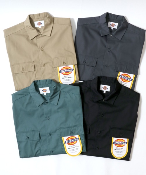 Dickies（ディッキーズ）の「Dickies/ディッキーズ オーバーサイズ TCツイル ワンポイントロゴ刺繍 ワークシャツ レディース メンズ（シャツ/ブラウス・メンズ・ブラック/ブルーグリーン/ベージュ/チャコール・LL/L/M）」の13枚目の写真