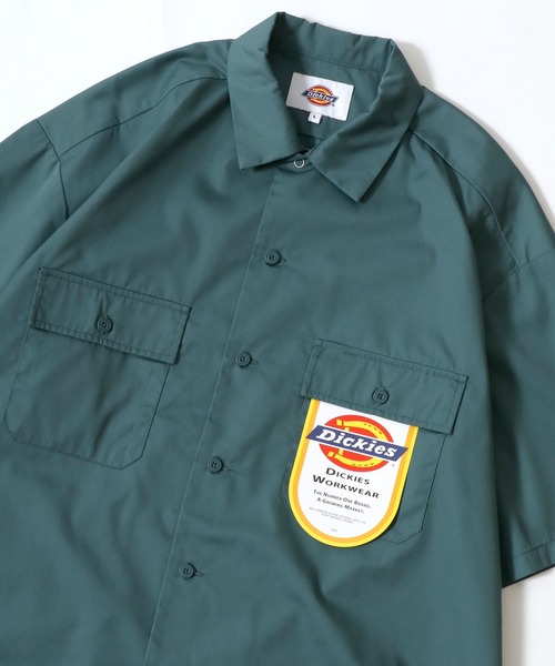 Dickies（ディッキーズ）の「Dickies/ディッキーズ オーバーサイズ TCツイル ワンポイントロゴ刺繍 ワークシャツ レディース メンズ（シャツ/ブラウス・メンズ・ブラック/ブルーグリーン/ベージュ/チャコール・LL/L/M）」の14枚目の写真