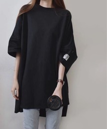 BLANC FICELLE（ブランフィセル）の「ソフトな　オーバーサイス　ロング丈　Tシャツ（Tシャツ/カットソー）」