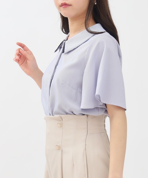 ASTORIA ODIER(アストリアオディール)の「襟配色ストライプブラウス(シャツ/ブラウス・レディース・ホワイト×ブルー/ホワイト×ブラック・SMALL/MEDIUM)」の9枚目の写真
