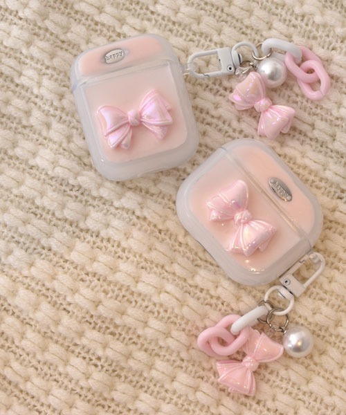 Mayree（メイリー）の「【float】パステル シェルリボン エアポッズ/エアポッズプロ ケース カバー【6色展開/AirPods 第1世代/第2世代/第3世代/第4世代/pro/pro2】（ヘッドフォン/イヤホン・レディース・パープル/ピンク/イエロー/グリーン/ブルー/ベビーピンク・E/D/B/A/C）」の6枚目の写真