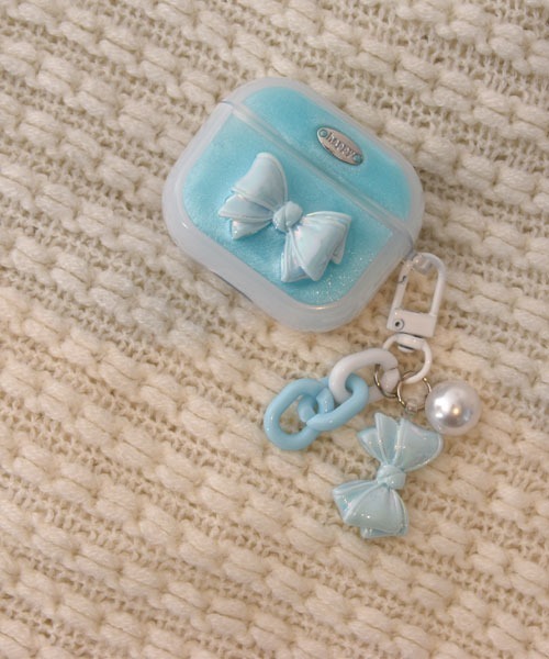 Mayree（メイリー）の「【float】パステル シェルリボン エアポッズ/エアポッズプロ ケース カバー【6色展開/AirPods 第1世代/第2世代/第3世代/第4世代/pro/pro2】（ヘッドフォン/イヤホン・レディース・パープル/ピンク/イエロー/グリーン/ブルー/ベビーピンク・E/D/B/A/C）」の3枚目の写真