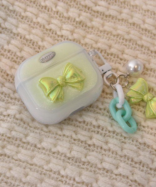 Mayree（メイリー）の「【float】パステル シェルリボン エアポッズ/エアポッズプロ ケース カバー【6色展開/AirPods 第1世代/第2世代/第3世代/第4世代/pro/pro2】（ヘッドフォン/イヤホン・レディース・パープル/ピンク/イエロー/グリーン/ブルー/ベビーピンク・E/D/B/A/C）」の7枚目の写真