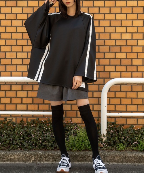 Nora Lily（ノラリリー）の「【Nora Lily】Line Cut S/S Pullover(UNISEX)（Tシャツ/カットソー・メンズ・グレー/サックスブルー・FREE）」の4枚目の写真
