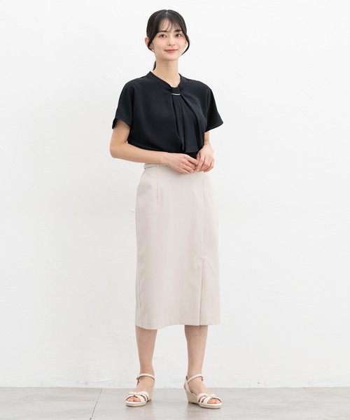 Honeys(ハニーズ)の「フレンチボウタイブラウス(シャツ/ブラウス・レディース・ホワイト×ブルー/オレンジ/ネイビー/サックスブルー系/ホワイト/ライトグリーン/ライトグレー・3L/L/LL/M/S)」の11枚目の写真