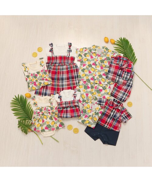 apres les cours（アプレレクール）の「【リンク/ジュニア対応】チェック・サマーフルーツ柄ドッキングワンピース（ワンピース・キッズ・チェック/キナリ・80/90/100/110/120/130/140）」の19枚目の写真