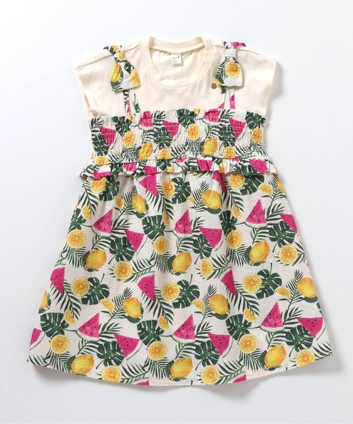 apres les cours（アプレレクール）の「【リンク/ジュニア対応】チェック・サマーフルーツ柄ドッキングワンピース（ワンピース・キッズ・チェック/キナリ・80/90/100/110/120/130/140）」の10枚目の写真