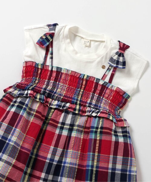 apres les cours（アプレレクール）の「【リンク/ジュニア対応】チェック・サマーフルーツ柄ドッキングワンピース（ワンピース・キッズ・チェック/キナリ・80/90/100/110/120/130/140）」の5枚目の写真