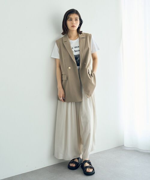 YECCA VECCA（イェッカヴェッカ）の「シルキータックワイドパンツ（その他パンツ・レディース・ライトベージュ/ブルー/チャコールグレー/グリーン系その他3・FREE）」の12枚目の写真