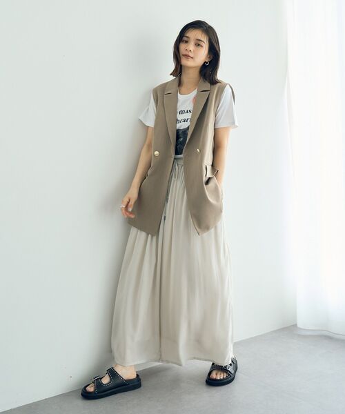 YECCA VECCA（イェッカヴェッカ）の「シルキータックワイドパンツ（その他パンツ・レディース・ライトベージュ/ブルー/チャコールグレー/グリーン系その他3・FREE）」の14枚目の写真