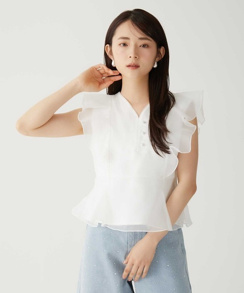 ブラウス シャツ 「Luan」SHINY RIBBON BLOUSE/シャイニーリボンブラウス レディース Luan（ルアン）の「【Luan】SHINY RIBBON BLOUSE/シャイニー