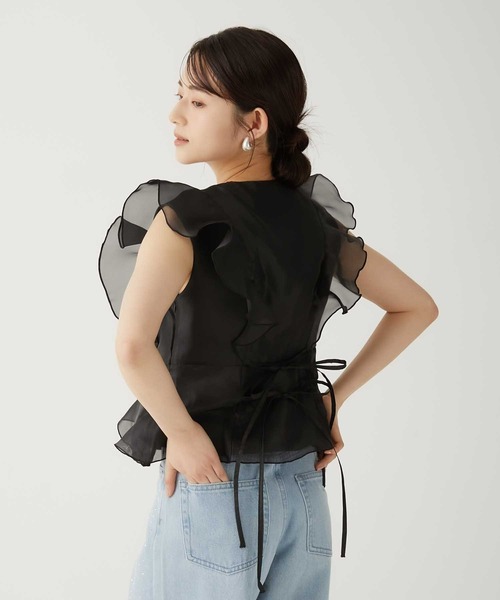 未使用シルクオーガンジーフリルブラウス オーガンジーフリルブラウス※一部店舗のみ入荷