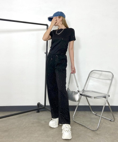 non-hedge（ノンヘッジ）の「ストーン付Tシャツパンツセットアップ（セットアップ・レディース・ブラック/グレー/オフホワイト・FREE）」の19枚目の写真