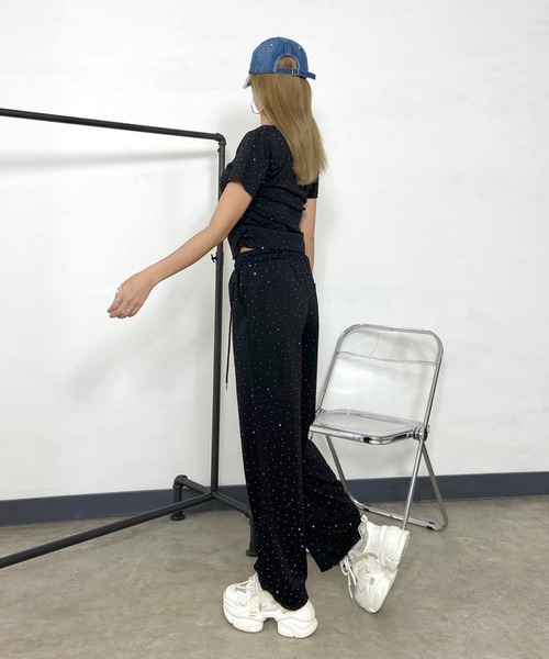 non-hedge（ノンヘッジ）の「ストーン付Tシャツパンツセットアップ（セットアップ・レディース・ブラック/グレー/オフホワイト・FREE）」の18枚目の写真