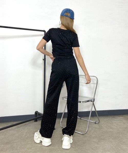 non-hedge（ノンヘッジ）の「ストーン付Tシャツパンツセットアップ（セットアップ・レディース・ブラック/グレー/オフホワイト・FREE）」の17枚目の写真