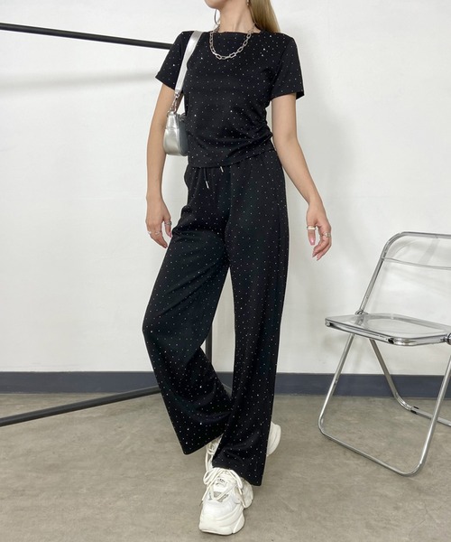 non-hedge（ノンヘッジ）の「ストーン付Tシャツパンツセットアップ（セットアップ・レディース・ブラック/グレー/オフホワイト・FREE）」の16枚目の写真