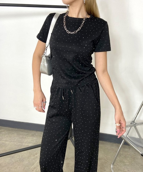 non-hedge（ノンヘッジ）の「ストーン付Tシャツパンツセットアップ（セットアップ・レディース・ブラック/グレー/オフホワイト・FREE）」の15枚目の写真