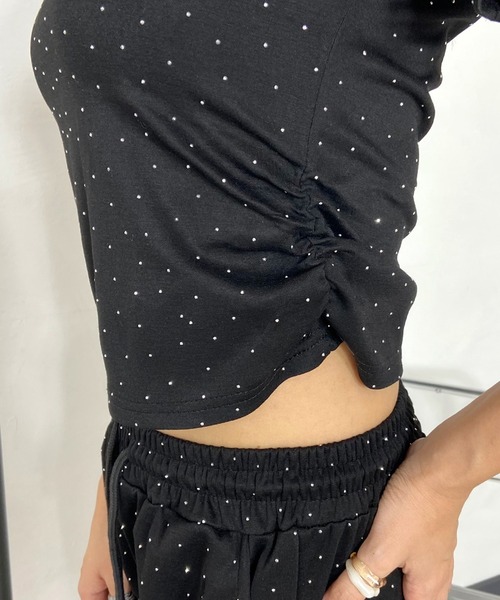 non-hedge（ノンヘッジ）の「ストーン付Tシャツパンツセットアップ（セットアップ・レディース・ブラック/グレー/オフホワイト・FREE）」の9枚目の写真