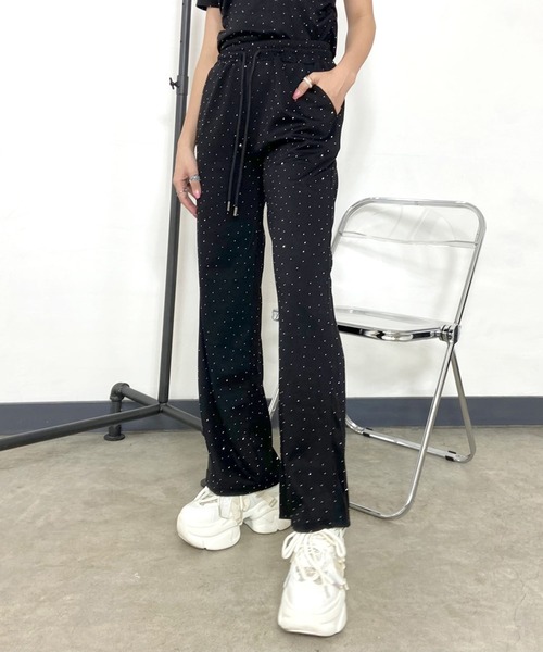 non-hedge（ノンヘッジ）の「ストーン付Tシャツパンツセットアップ（セットアップ・レディース・ブラック/グレー/オフホワイト・FREE）」の8枚目の写真