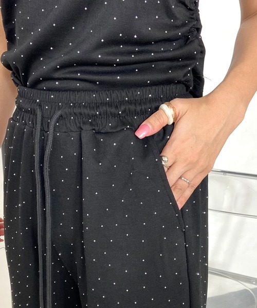 non-hedge（ノンヘッジ）の「ストーン付Tシャツパンツセットアップ（セットアップ・レディース・ブラック/グレー/オフホワイト・FREE）」の6枚目の写真