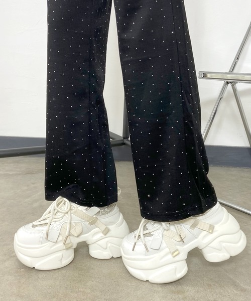 non-hedge（ノンヘッジ）の「ストーン付Tシャツパンツセットアップ（セットアップ・レディース・ブラック/グレー/オフホワイト・FREE）」の4枚目の写真