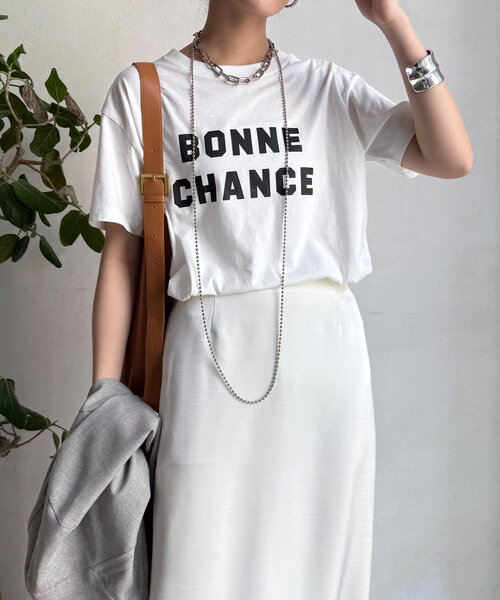 DouDou(ドゥドゥ)の「BONNE CHANCE TEE(Tシャツ/カットソー・レディース・ホワイト系その他/ブラック/オフホワイト・FREE)」の10枚目の写真