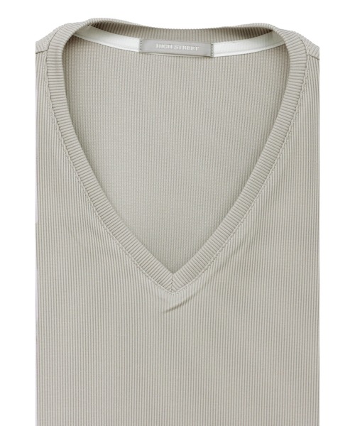 HIGH STREET（ハイストリート）の「ｼﾙｷｰﾘﾌﾞVﾈｯｸﾊﾝｿﾃﾞTCS（タンクトップ・メンズ・ホワイト/ブラック/ベージュ・L/LL/M）」の19枚目の写真