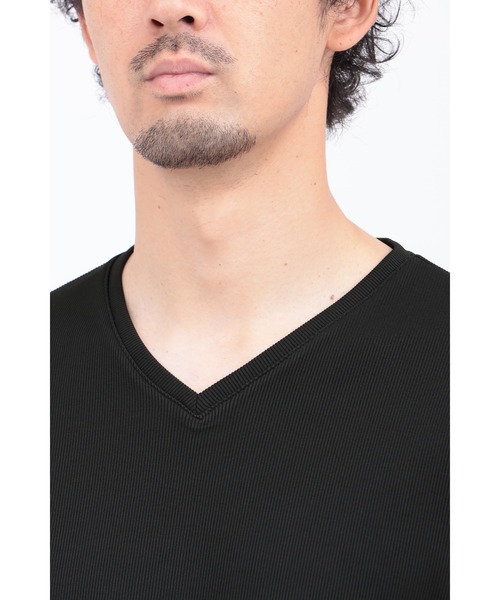 HIGH STREET（ハイストリート）の「ｼﾙｷｰﾘﾌﾞVﾈｯｸﾊﾝｿﾃﾞTCS（タンクトップ・メンズ・ホワイト/ブラック/ベージュ・L/LL/M）」の8枚目の写真