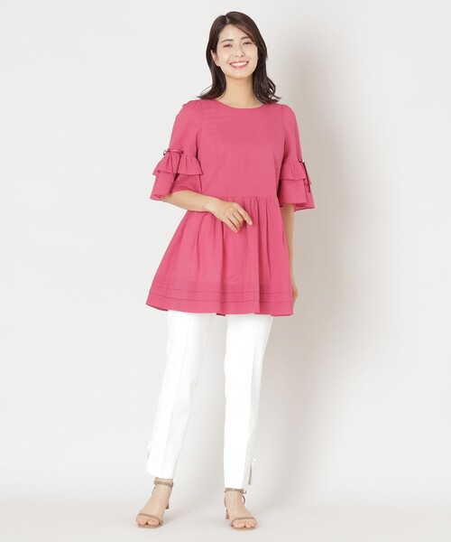 【ふわふわピンク】TO BE CHIC　ウェーブローン チュニックブラウス 2361-W5M1235520.jpg?v=