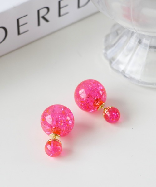 Three Four Time(スリーフォータイム)の「クラッシュカラーボールキャッチピアス(ピアス(両耳用)・レディース・グリーン/ピンク/イエロー・FREE)」の3枚目の写真