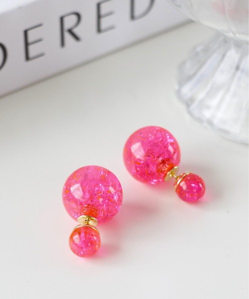 Three Four Time(スリーフォータイム)の「クラッシュカラーボールキャッチピアス(ピアス(両耳用)・レディース・グリーン/ピンク/イエロー・FREE)」の6枚目の写真