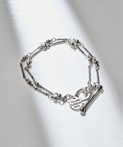 セール】【PHILIPPE AUDIBERT】Garnet double bracelet, brass