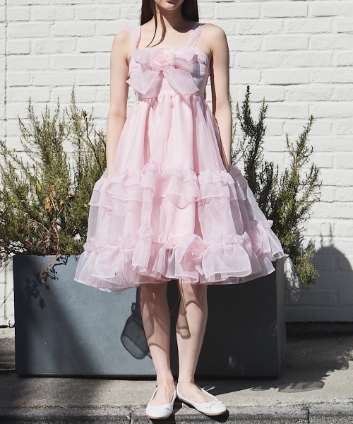 PAIN(ペイン)の「オーガンジーローズリボンワンピース(ワンピース・レディース・ピンク/ホワイト/ブラック・FREE)」の3枚目の写真