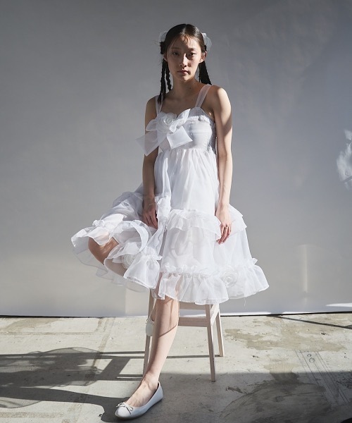 PAIN(ペイン)の「オーガンジーローズリボンワンピース(ワンピース・レディース・ピンク/ホワイト/ブラック・FREE)」の7枚目の写真