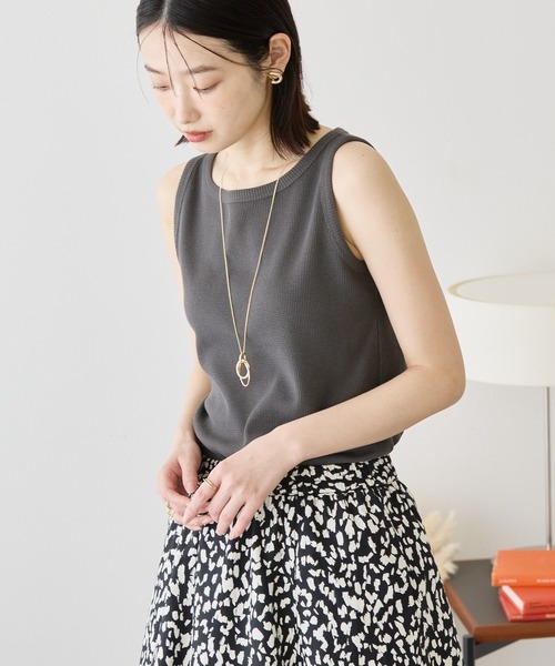 AMERICAN HOLIC（アメリカンホリック）の「ワッフルタンクトップ（タンクトップ・レディース・ライトベージュ/チャコールグレー/ホワイト系その他2・M/L）」の7枚目の写真