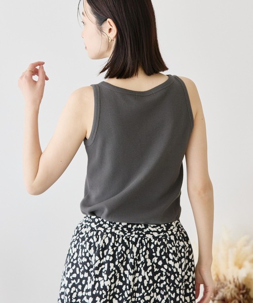 AMERICAN HOLIC（アメリカンホリック）の「ワッフルタンクトップ（タンクトップ・レディース・ライトベージュ/チャコールグレー/ホワイト系その他2・M/L）」の9枚目の写真