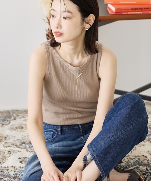 AMERICAN HOLIC（アメリカンホリック）の「ワッフルタンクトップ（タンクトップ・レディース・ライトベージュ/チャコールグレー/ホワイト系その他2・M/L）」の5枚目の写真