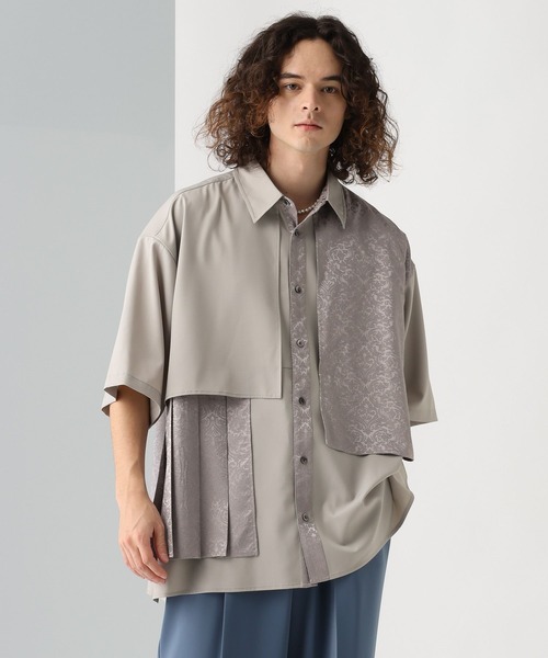 HARE（ハレ）の「ジャガードプリーツフラシシャツ(HARE)（シャツ/ブラウス・メンズ・ブラック/グレー/ブルー・FREE）」の12枚目の写真