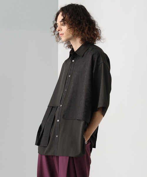 HARE（ハレ）の「ジャガードプリーツフラシシャツ(HARE)（シャツ/ブラウス・メンズ・ブラック/グレー/ブルー・FREE）」の14枚目の写真