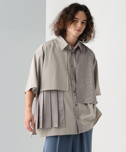 HARE（ハレ）の「ジャガードプリーツフラシシャツ(HARE)（シャツ/ブラウス・メンズ・ブラック/グレー/ブルー・FREE）」の11枚目の写真