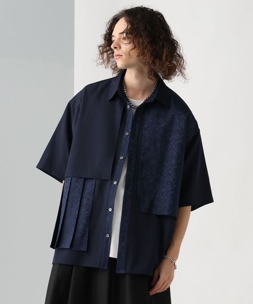 HARE（ハレ）の「ジャガードプリーツフラシシャツ(HARE)（シャツ/ブラウス・メンズ・ブラック/グレー/ブルー・FREE）」の16枚目の写真