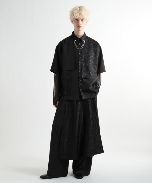 HARE（ハレ）の「ジャガードプリーツフラシシャツ(HARE)（シャツ/ブラウス・メンズ・ブラック/グレー/ブルー/オレンジ/ホワイト/グレー系その他・FREE）」の8枚目の写真