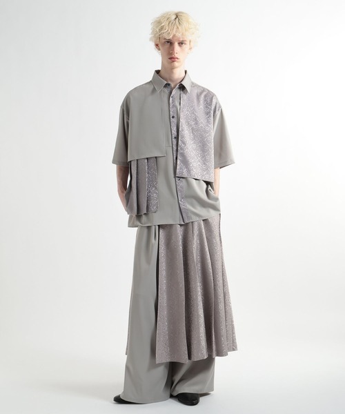 HARE（ハレ）の「ジャガードプリーツフラシシャツ(HARE)（シャツ/ブラウス・メンズ・ブラック/グレー/ブルー/オレンジ/ホワイト/グレー系その他・FREE）」の10枚目の写真