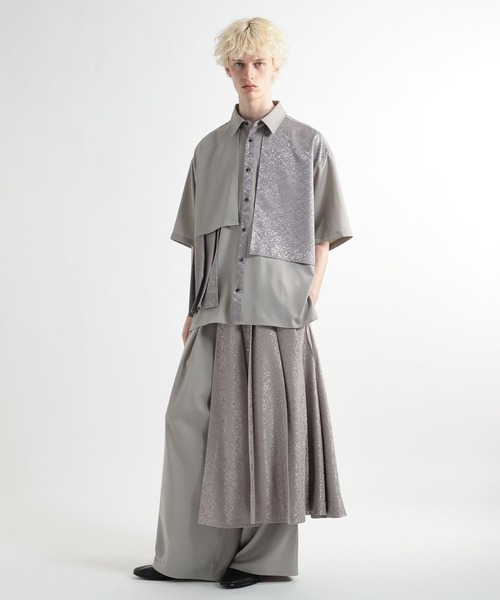 HARE（ハレ）の「ジャガードプリーツフラシシャツ(HARE)（シャツ/ブラウス・メンズ・ブラック/グレー/ブルー/オレンジ/ホワイト/グレー系その他・FREE）」の11枚目の写真